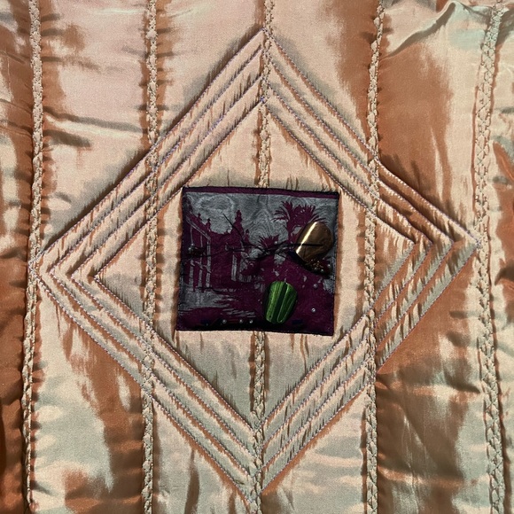 VNTG Reversible Quilted‎ yellow Burgundy Unisex  USA Lightweight Jacket Coat M - Picture 7 of 16